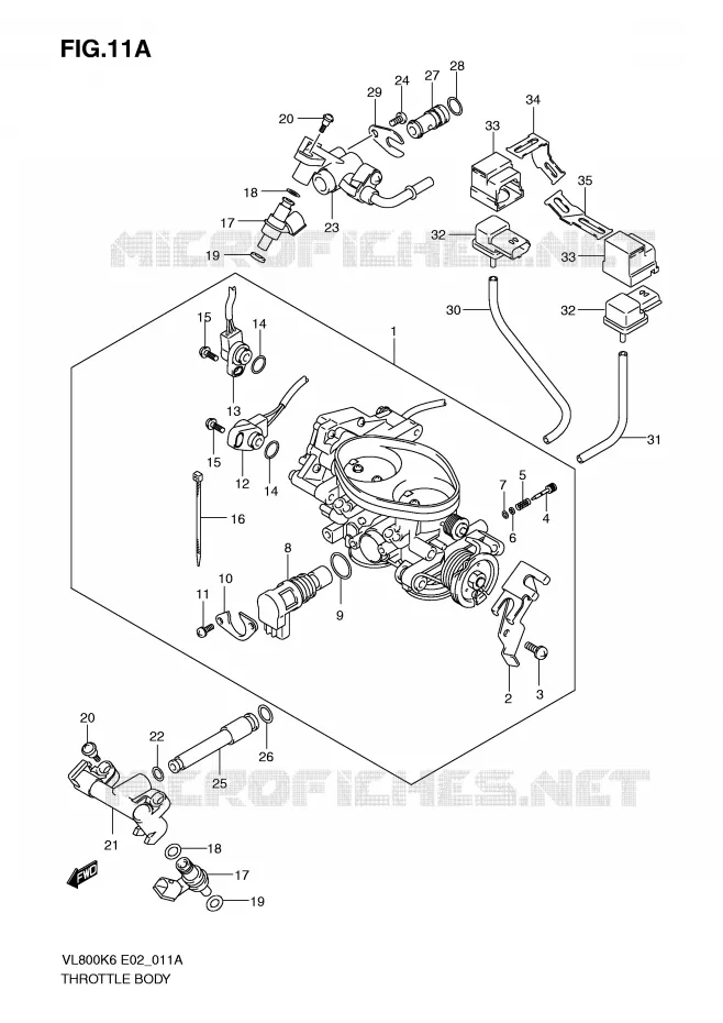 THROTTLE BODY (MODEL K9/L0) Suzuki MOTO 800 VOLUSIA 2007  VL800K7(E2)