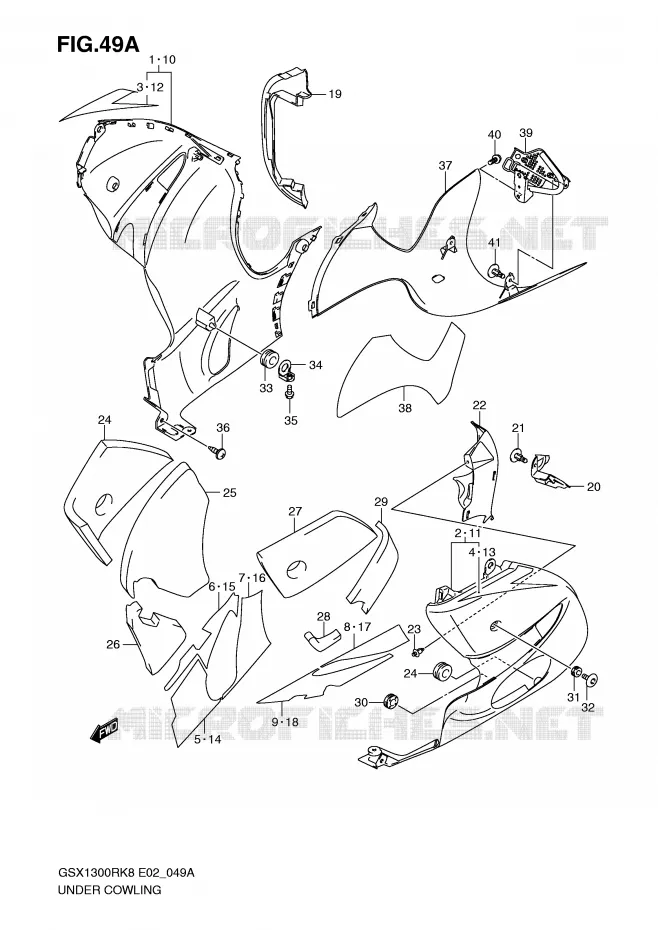 UNDER COWLING (MODEL K9) Suzuki MOTO 1300 HAYABUSA 2010  GSX1300RL0(E2)