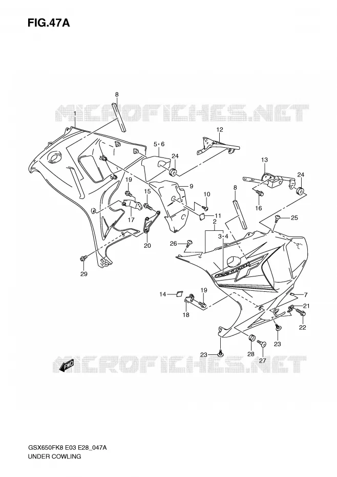 UNDER COWLING (MODEL K9) Suzuki MOTO 650 GSX-F 2008  GSX650FK8(E3/E28)
