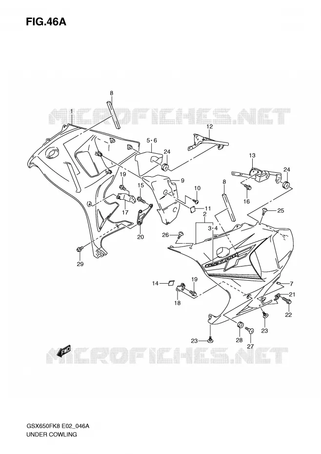UNDER COWLING (MODEL K9) Suzuki MOTO 650 GSX-F 2009  GSX650FK9(E2)