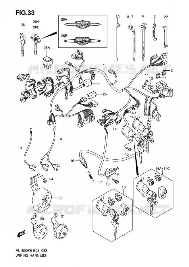 WIRING HARNESS Suzuki MOTO 1500 INTRUDER 2008  VL1500K8(E2)