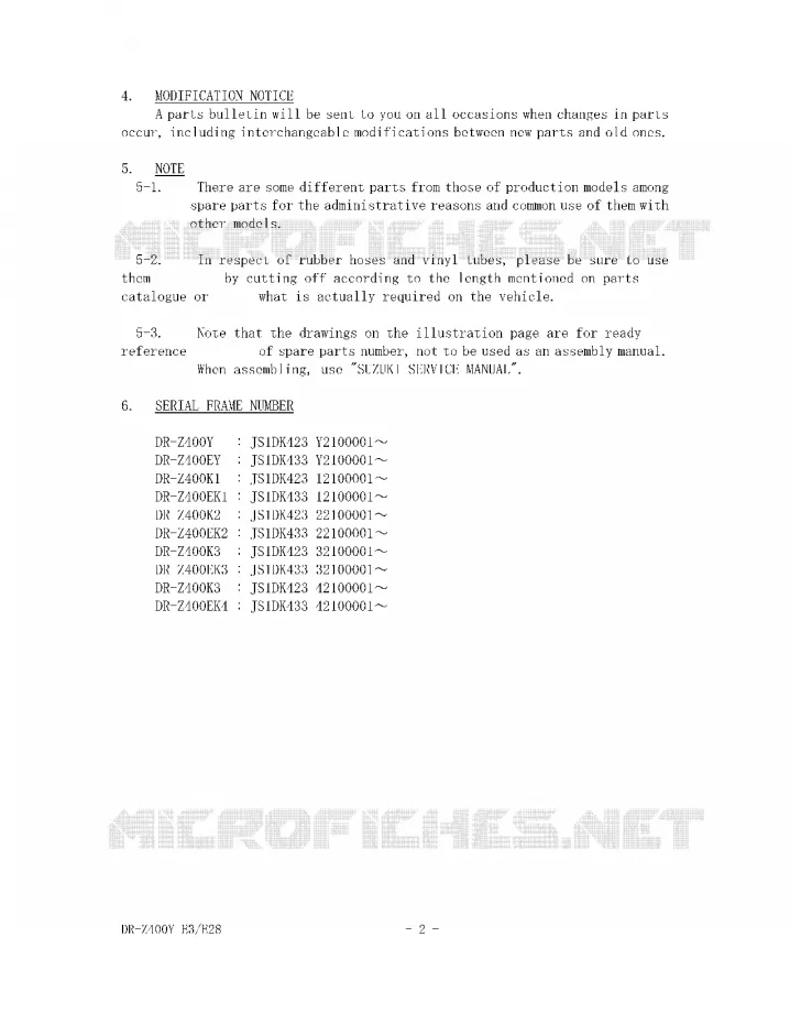 * CATALOG PREFACE * Suzuki MOTO 400 DR-Z 2000  DR-Z400Y(E3/E28)