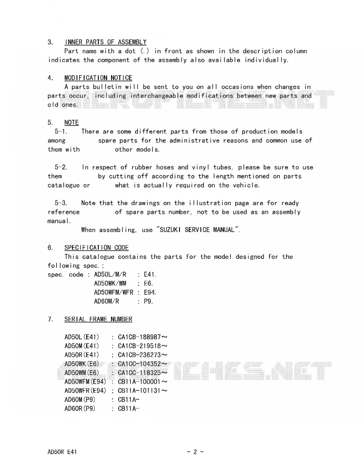 * CATALOG PREFACE * Suzuki SCOOTER 50 AD 1991  AD50M(E41)