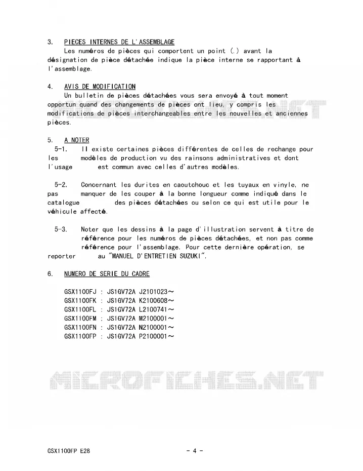 * CATALOG PREFACE * Suzuki MOTO 1100 GSX-F 1991  GSX1100FM(E28)