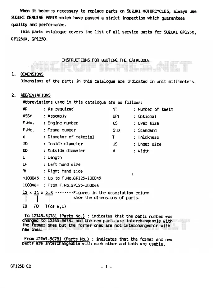 * CATALOG PREFACE * Suzuki MOTO 125 GP 1999  GP125X(X/D)
