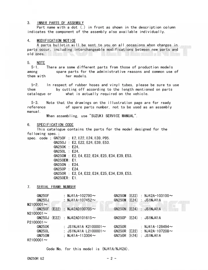 * CATALOG PREFACE * Suzuki MOTO 250 GN 1992  GN250N(E2)