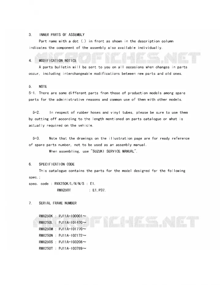 * CATALOG PREFACE * Suzuki MOTO 250 RMX 1990  RMX250L(E1)