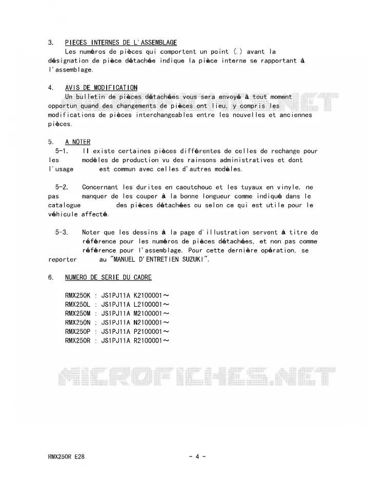 * CATALOG PREFACE * Suzuki MOTO 250 RMX 1992  RMX250N(E28)