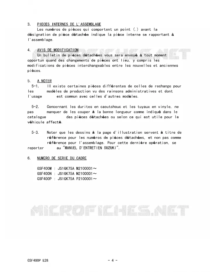 * CATALOG PREFACE * Suzuki MOTO 400 BANDIT-N 1992  GSF400N(E28)