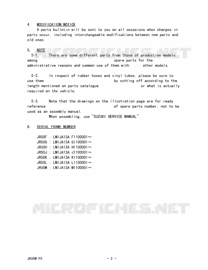 * CATALOG PREFACE * Suzuki MOTO 50 JR 1990  JR50L(P3)