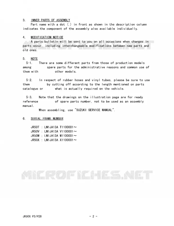 * CATALOG PREFACE * Suzuki MOTO 50 JR 1997  JR50V(P3/P28)