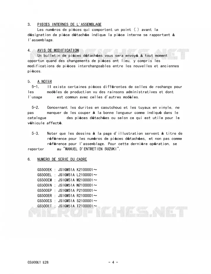 * CATALOG PREFACE * Suzuki MOTO 500 GS-E 1996  GS500ET(E28)