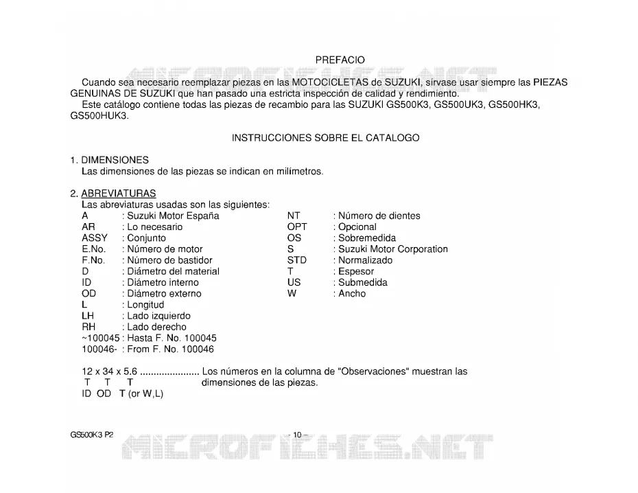 * CATALOG PREFACE * Suzuki MOTO 500 GS-E 2003  GS500HK3(P19)