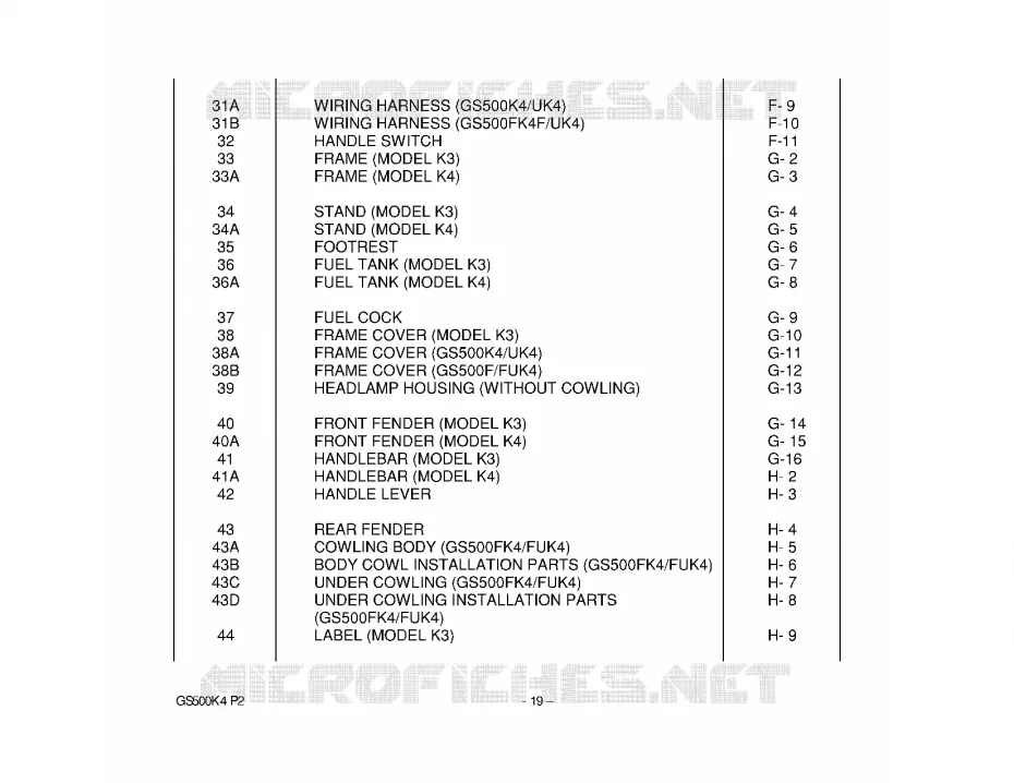 * CATALOG PREFACE * Suzuki MOTO 500 GS-E 2004  GS500UK4(P19)