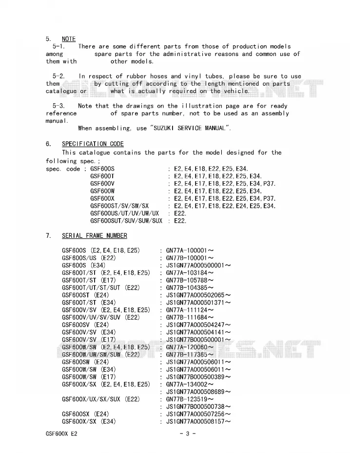 * CATALOG PREFACE * Suzuki MOTO 600 BANDIT 1996  GSF600ST(E2)