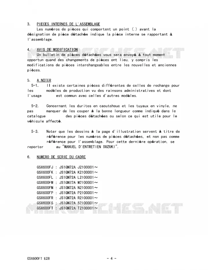 * CATALOG PREFACE * Suzuki MOTO 600 GSX-F 1988  GSX600FU2J(E28)