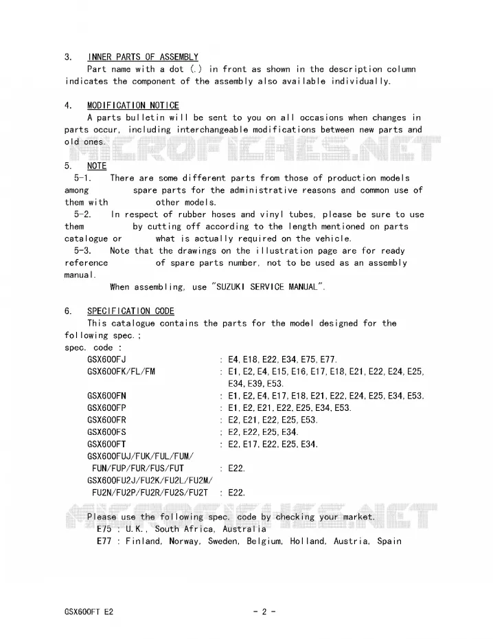 * CATALOG PREFACE * Suzuki MOTO 600 GSX-F 1989  GSX600FK(E2)