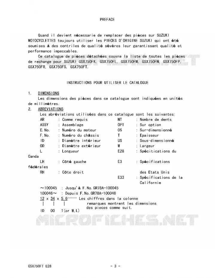 * CATALOG PREFACE * Suzuki MOTO 750 GSX-F 1991  GSX750FM(E28)