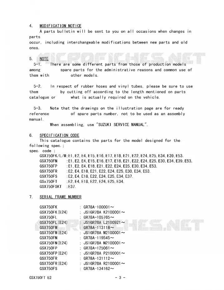 * CATALOG PREFACE * Suzuki MOTO 750 GSX-F 1994  GSX750FR(E2)