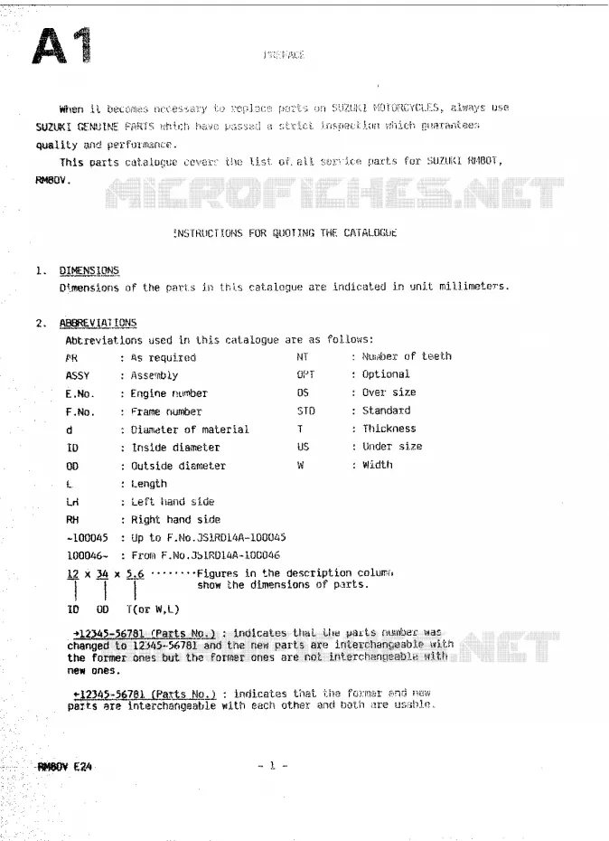 * CATALOG PREFACE * Suzuki MOTO 80 RM 1997  RM80V(T/V)
