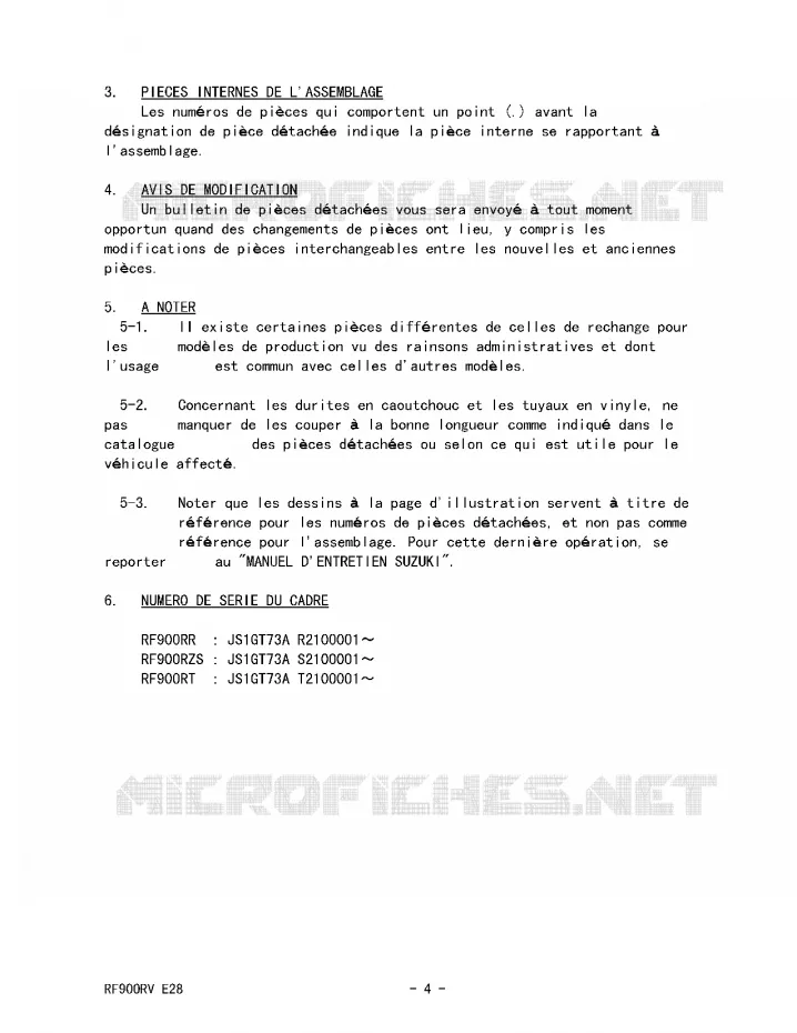 * CATALOG PREFACE * Suzuki MOTO 900 RF 1996  RF900RT(E28)
