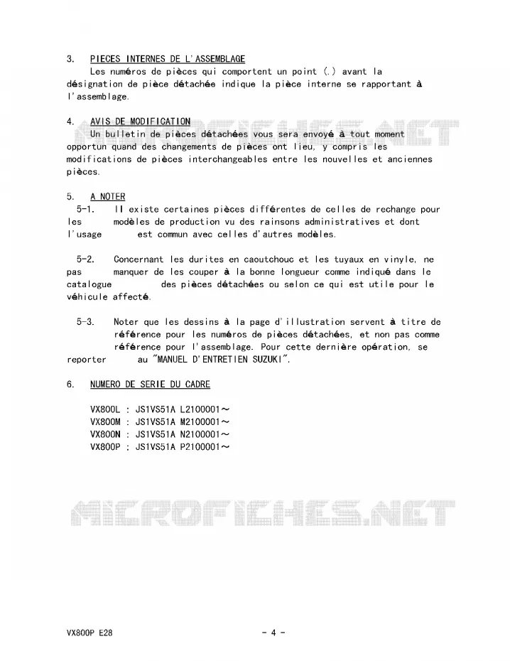 * CATALOG PREFACE * Suzuki MOTO 800 VX 1990  VX800L(E28)