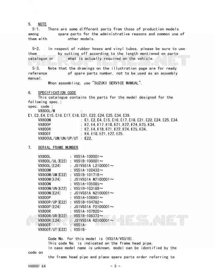 * CATALOG PREFACE * Suzuki MOTO 800 VX 1993  VX800UP(E4)