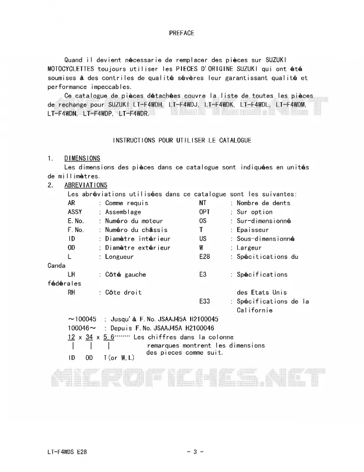 * CATALOG PREFACE * Suzuki QUAD 250 KINGQUAD 1990  LT-F4WDL(E28)