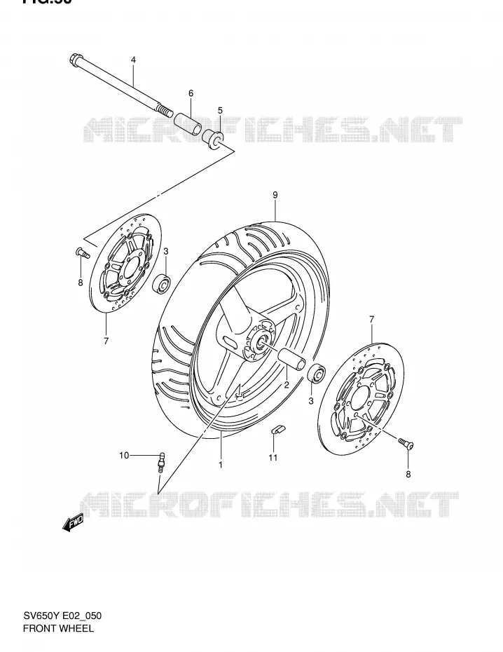 FRONT WHEEL Suzuki MOTO 650 SV 2002  SV650K2(E2)