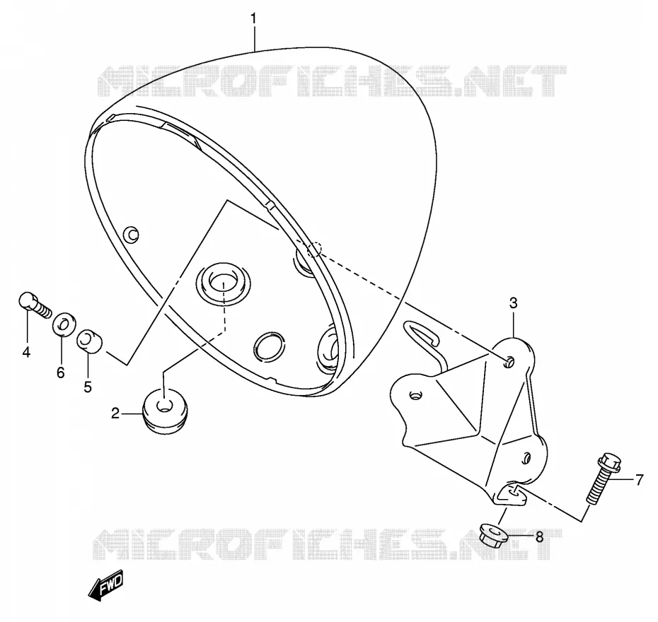 HEADLAMP HOUSING (MODEL K5) Suzuki MOTO 800 VOLUSIA 2005  VL800K5(E2)