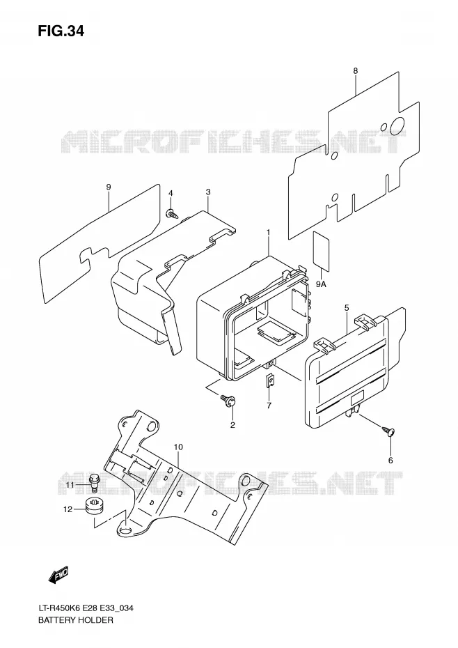BATTERY HOLDER Suzuki QUAD 450 QUADRACER 2007  LT-R450K7(E28/E33)