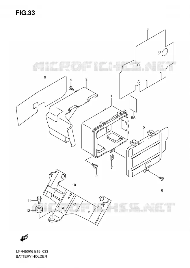 BATTERY HOLDER Suzuki QUAD 450 QUADRACER 2008  LT-R450K8(E19)