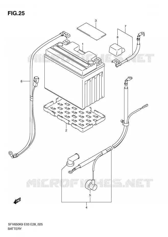 BATTERY (SFV650K9/L0) Suzuki MOTO 650 GLADIUS 2009  SFV650K9(E3/E28)
