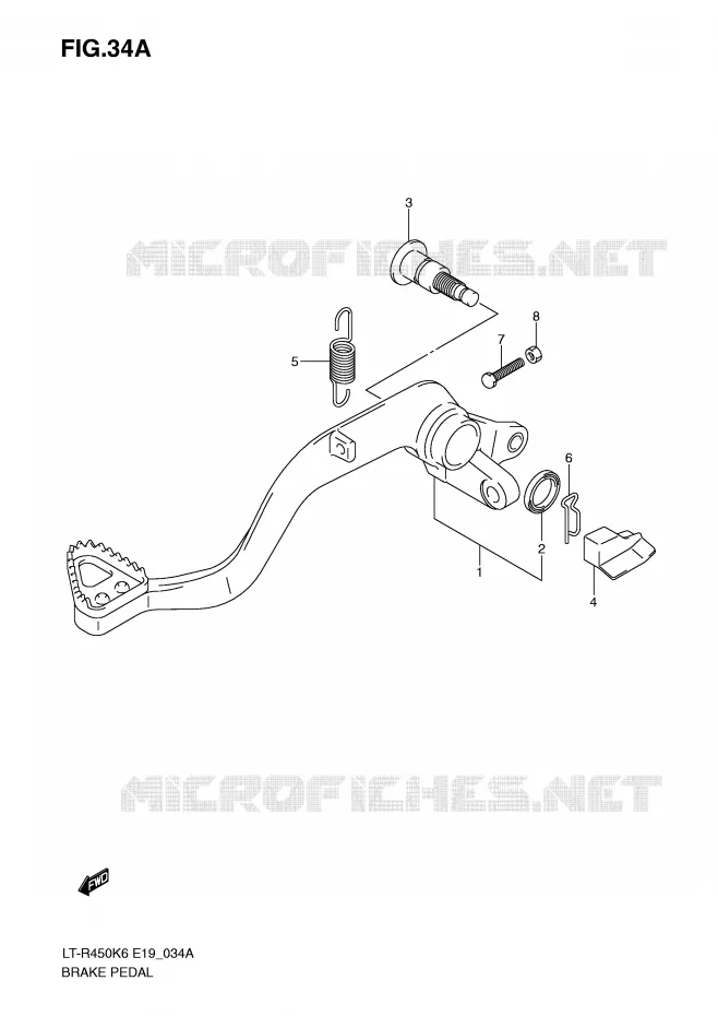 BRAKE PEDAL (MODEL K9/L0) Suzuki QUAD 450 QUADRACER 2007  LT-R450K7(E19)