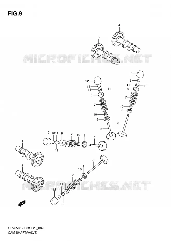 CAMSHAFT - VALVES Suzuki MOTO 650 GLADIUS 2010  SFV650AL0(E3/E28)