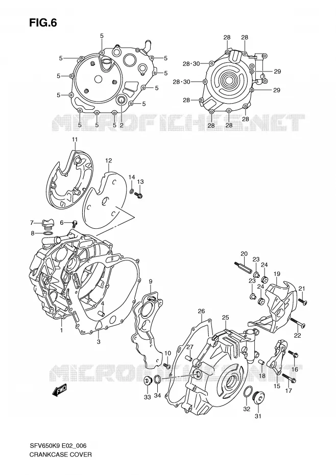CRANKCASE COVER Suzuki MOTO 650 GLADIUS 2010  SFV650L0(E2)