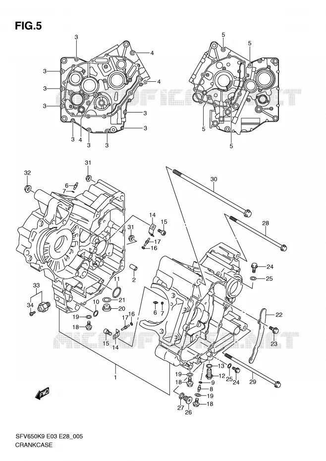 CRANKCASE Suzuki MOTO 650 GLADIUS 2009  SFV650K9(E3/E28)
