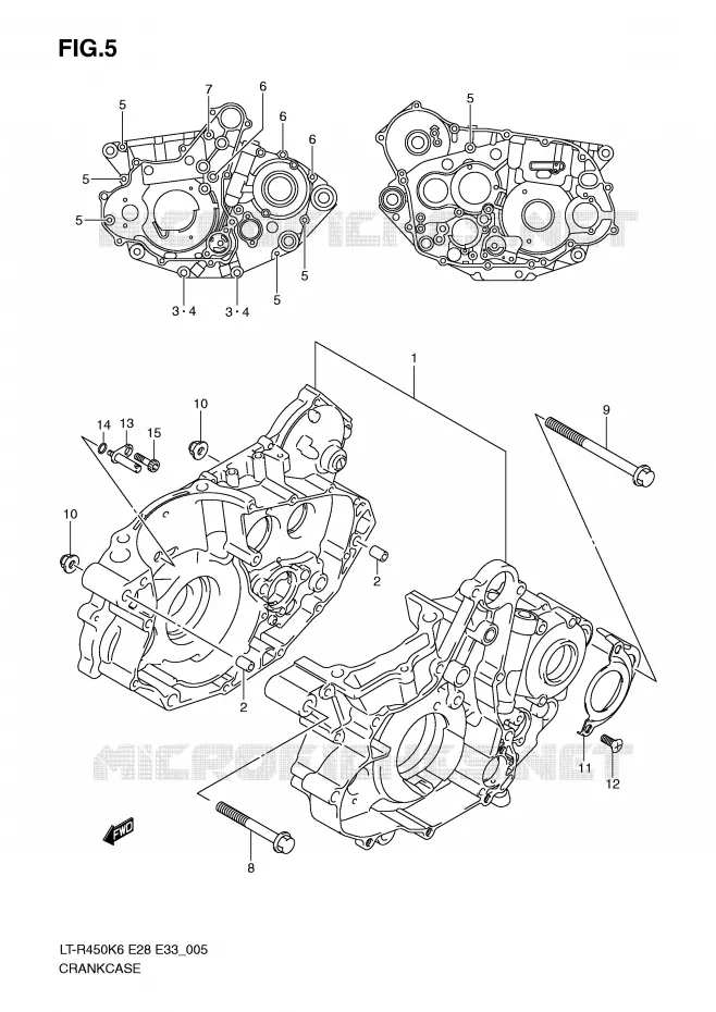 CRANKCASE Suzuki QUAD 450 QUADRACER 2007  LT-R450K7(E28/E33)