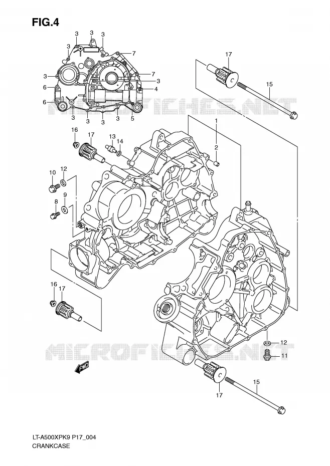 CRANKCASE Suzuki QUAD 500 VINSON 2009  LT-A500XPK9(P17)