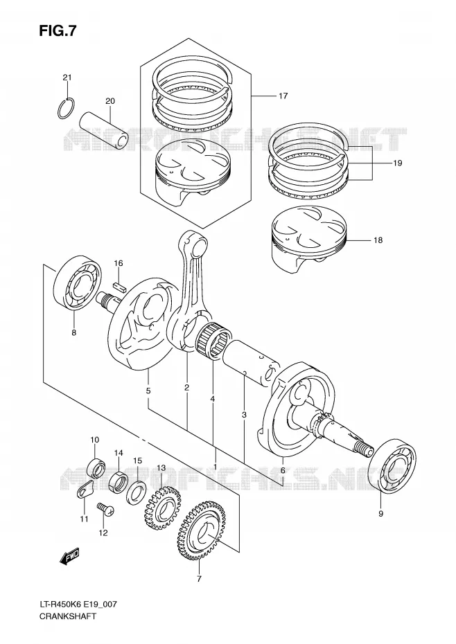 CRANKSHAFT Suzuki QUAD 450 QUADRACER 2010  LT-R450ZL0(E19)