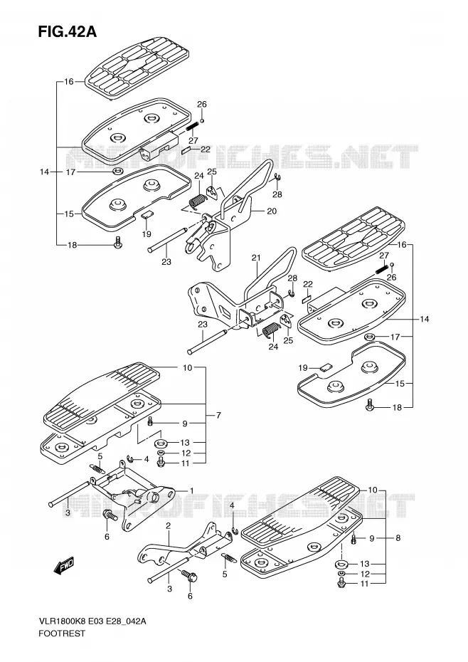FOOTREST (VLR1800TK9/TL0) Suzuki MOTO 1800 BOULEVARD 2009  VLR1800K9(E3/E28)