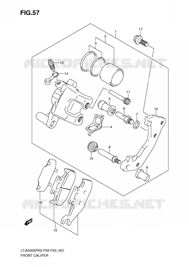 FRONT CALIPER Suzuki QUAD 500 KINGQUAD 2010  LT-A500XPL0(P28/P33)