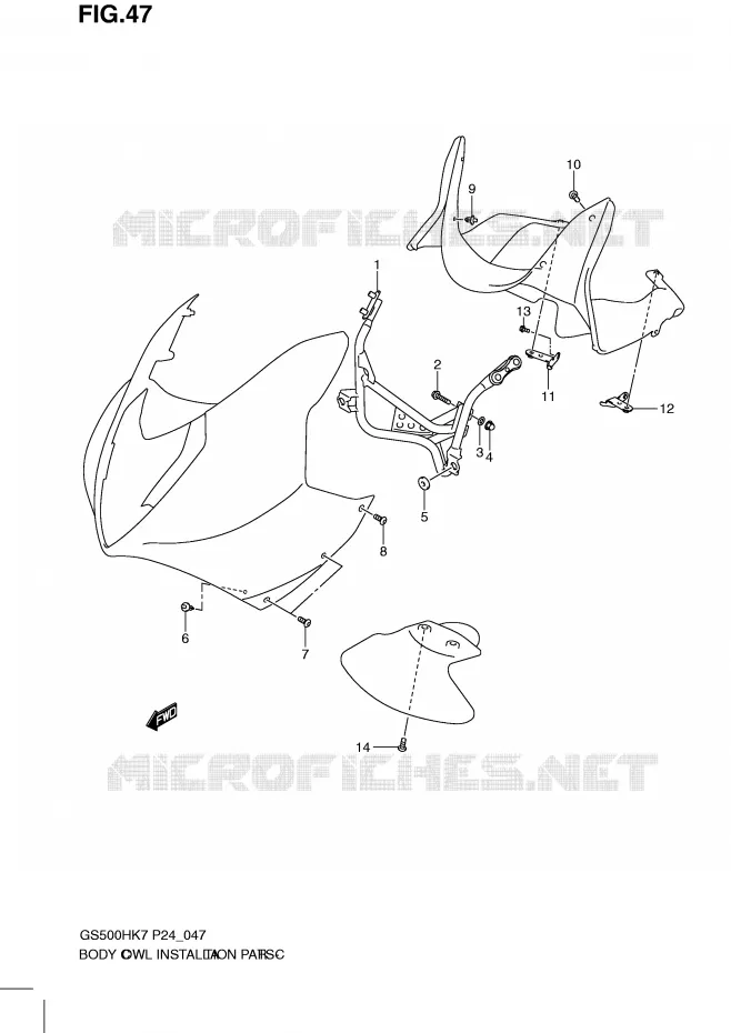 FRONT COWLING BRACKET  (WITH COWLING) Suzuki MOTO 500 GS-F 2009  GS500FHK9(P24)