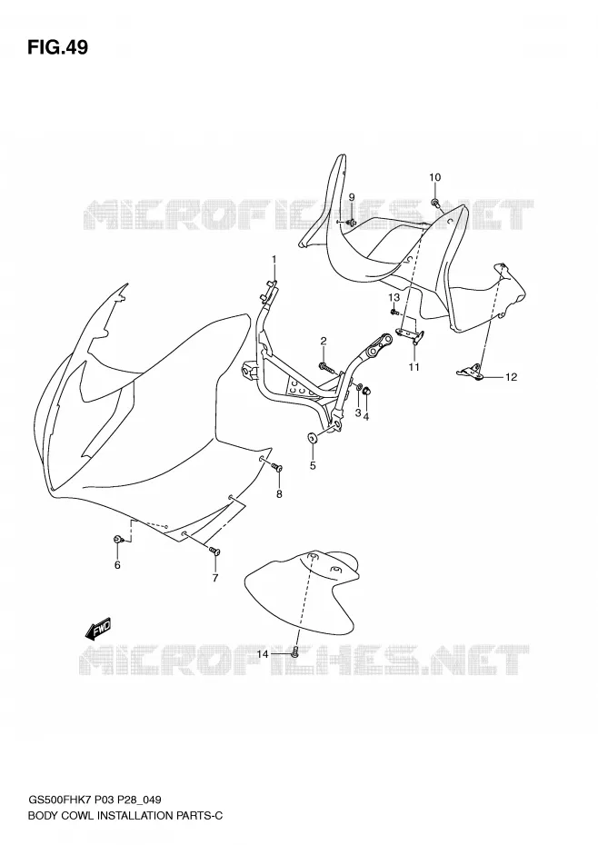 FRONT COWLING BRACKET  (WITH COWLING) Suzuki MOTO 500 GS-F 2009  GS500FHK9(P3)