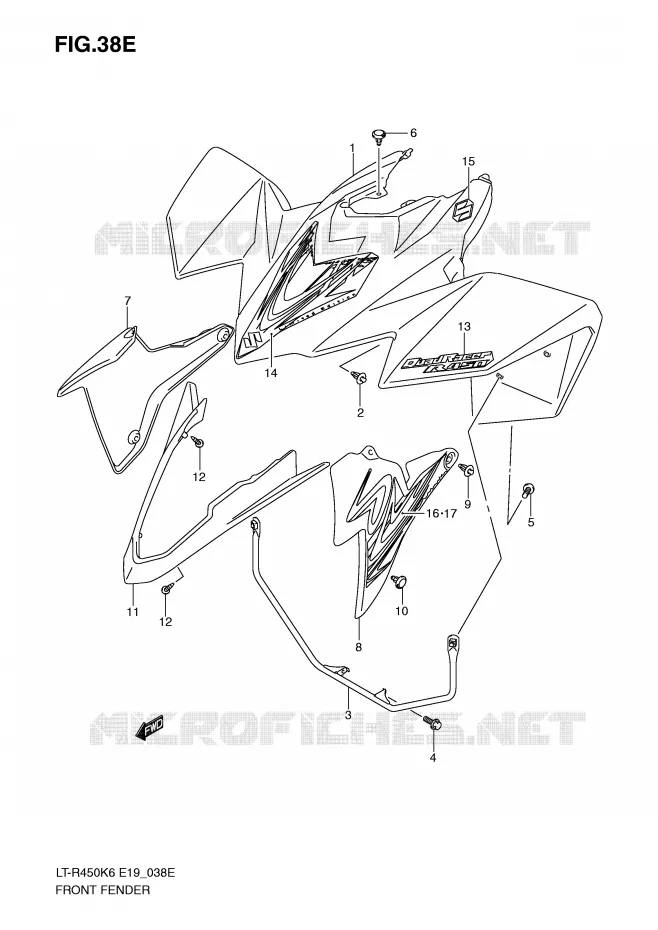 FRONT FENDER (LT-R450ZK9) Suzuki QUAD 450 QUADRACER 2009  LT-R450K9(E19)