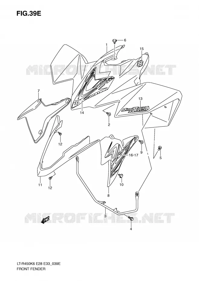 FRONT FENDER (LT-R450ZK9) Suzuki QUAD 450 QUADRACER 2010  LT-R450ZL0(E28/E33)