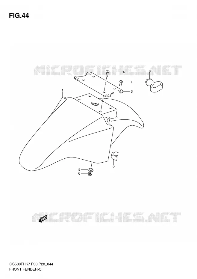 FRONT FENDER (MODEL K7/K8/K9) Suzuki MOTO 500 GS-F 2010  GS500FHL0(P3)
