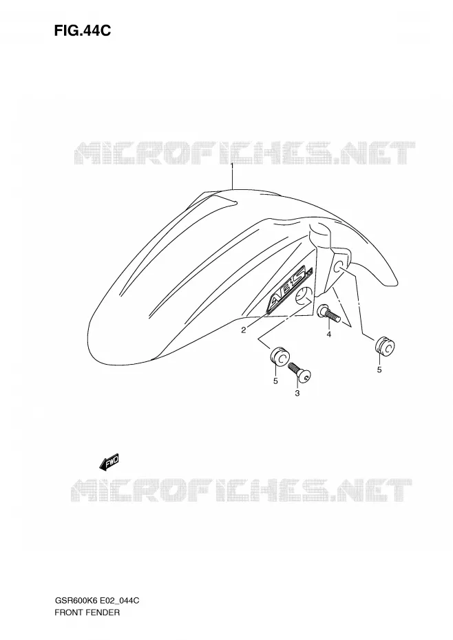 FRONT FENDER (MODEL K9) Suzuki MOTO 600 GSR 2010  GSR600AL0(E2)