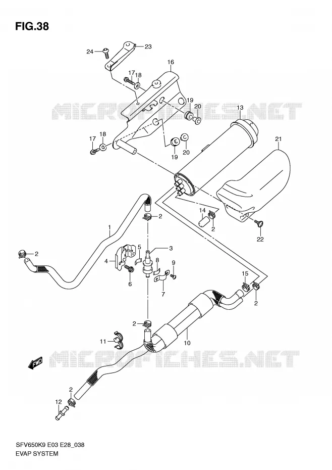 FUEL EVAP SYSTEM (E33) Suzuki MOTO 650 GLADIUS 2010  SFV650L0(E3/E28)