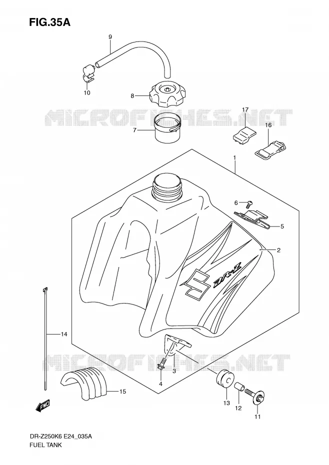 FUEL TANK (MODEL K7) Suzuki MOTO 400 DR-Z 2009  DR-Z250K9(E24)